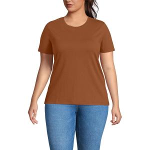 Lands’ End Women’s Relaxed American-Grown Supima Cotton Crew Neck T-Shirt(Rich Ginger Brown)