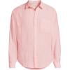 Lands’ End Men’s Long Sleeve Linen Shirt(Pale Sunset Coral Pink Stripe)