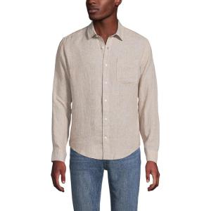 Lands’ End Men’s Long Sleeve Linen Shirt(Pale Desert Tan)