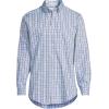 Lands’ End Men’s Tailored Fit No Iron Solid American-Grown Supima Cotton Pinpoint Buttondown Collar Dress Shirt(Deep Sea Navy Breeze Plaid)