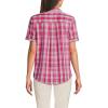 Lands’ End Women’s Short Sleeve No Iron Shirt(Rustic Rose Plaid)