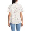 Lands’ End Women’s Short Sleeve No Iron Shirt(White Floral Sprigs)