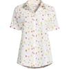 Lands’ End Women’s Short Sleeve No Iron Shirt(White Floral Sprigs)