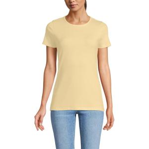 Lands’ End Women’s Cotton Rib Knit T-Shirt(Pale Sunbeam Yellow)