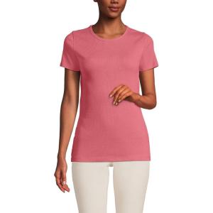 Lands’ End Women’s Cotton Rib Knit T-Shirt(Soft Mojave Rose)