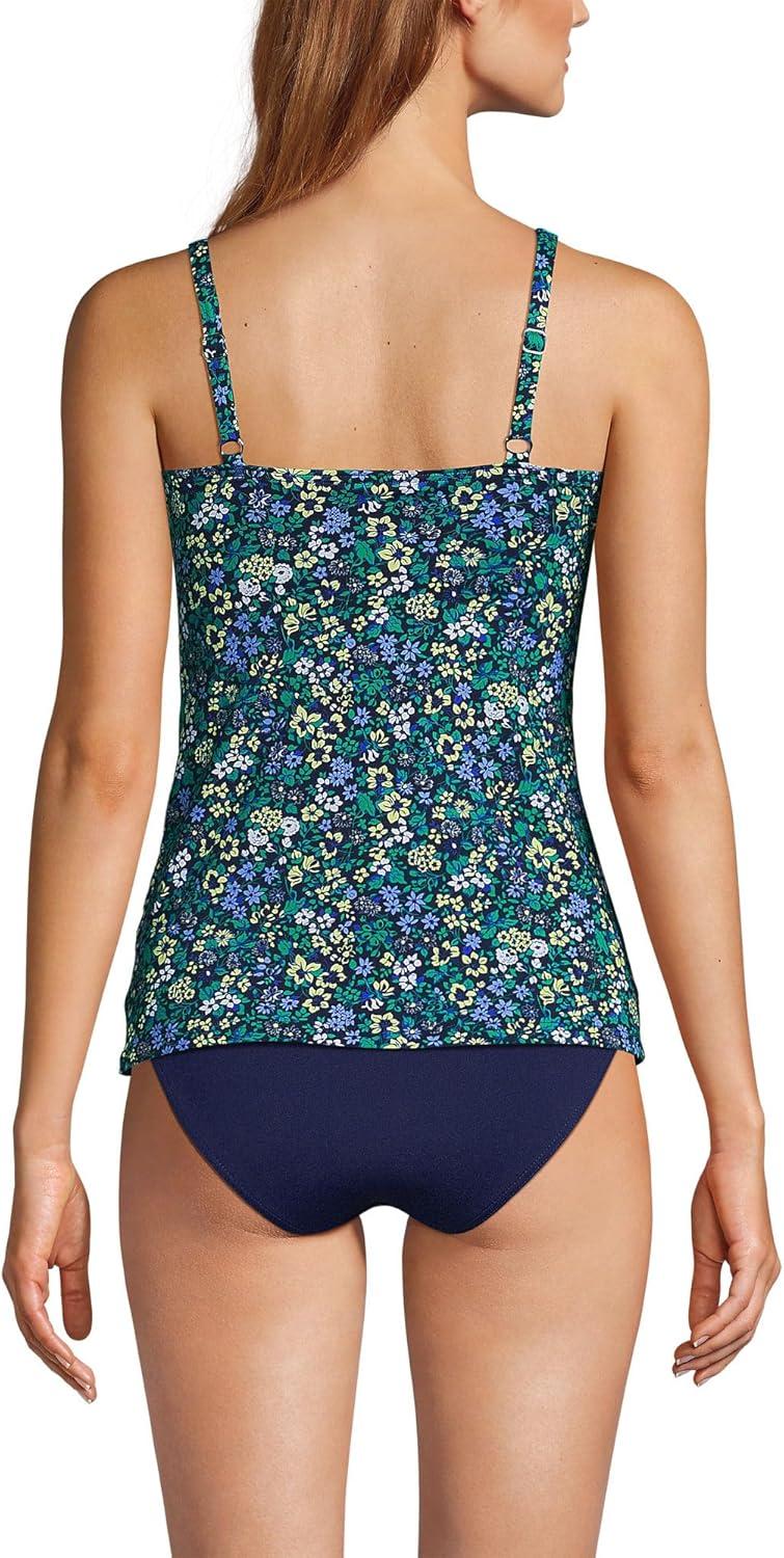 imageLands End Womens Chlorine Resistant Wrap Tankini Swimsuit TopNavy Multi Ditsy Floral