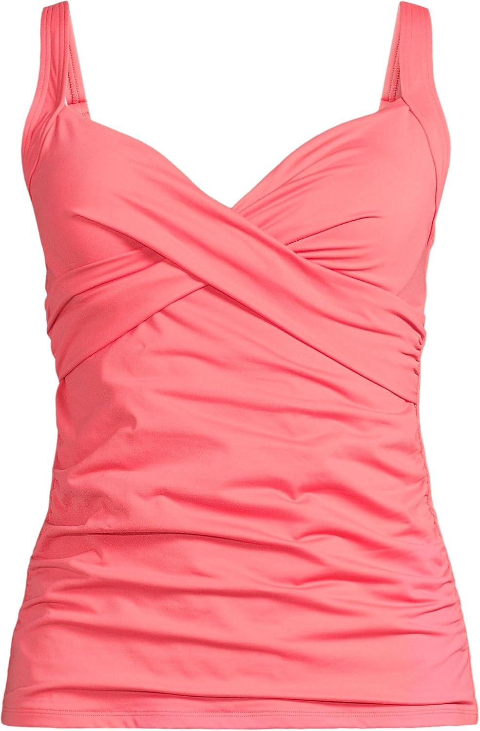 imageLands End Womens Chlorine Resistant Wrap Tankini Swimsuit TopWood Lily