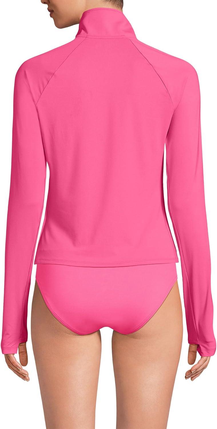 imageLands End Womens Long Sleeve Rash Guard Coverup UPF 50Pink Azalea