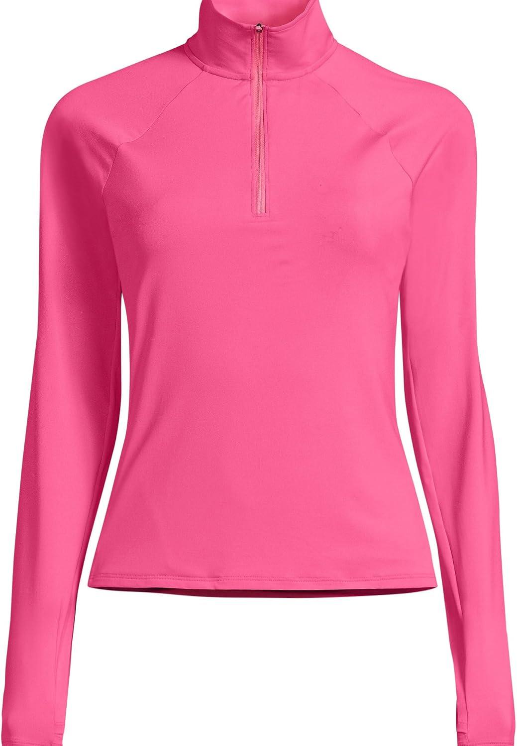 imageLands End Womens Long Sleeve Rash Guard Coverup UPF 50Pink Azalea