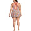 Lands’ End Women’s Chlorine Resistant Tugless High Neck Swim Dress One Piece Swimsuit(Blue Springside Floral)