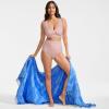 Lands’ End Women’s Chlorine Resistant V-Neck Midkini Swimsuit Top and High Leg High Waisted Bottoms 2 Piece Set(Wood Lily Mini Stripe)