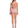 Lands’ End Women’s Chlorine Resistant V-Neck Midkini Swimsuit Top and High Leg High Waisted Bottoms 2 Piece Set(Wood Lily Mini Stripe)