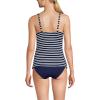 Lands’ End Women’s Chlorine Resistant Wrap Tankini Swimsuit Top(Deep Sea/White Media Stripes)