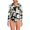Lands’ End Women’s Long Sleeve Rash Guard Cover-up UPF 50(Black/Egret Lilies)