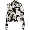 Lands’ End Women’s Long Sleeve Rash Guard Cover-up UPF 50(Black/Egret Lilies)