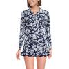 Lands’ End Women’s Long Sleeve Rash Guard Cover-up UPF 50(Navy Blossom Floral)