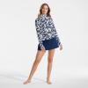 Lands’ End Women’s Long Sleeve Rash Guard Cover-up UPF 50(Navy Blossom Floral)
