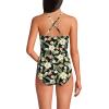 Lands’ End Women’s Slender Suit V-Neck Pleated X-Back One Piece Swimsuit Adjustable Straps(Hibiscus Floral/Black)