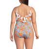 Lands’ End Women’s Wrap Monokini High Leg One Piece Swimsuit(White/Blue Spring Floral)
