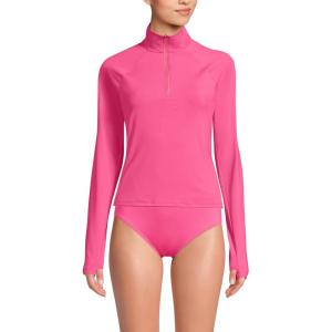 Lands’ End Women’s Long Sleeve Rash Guard Cover-up UPF 50(Pink Azalea)