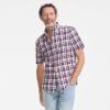 Lands’ End Men’s Traditional Fit Short Sleeve Madras Shirt(Burgundy Spritz Madras)