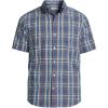Lands’ End Men’s Traditional Fit Short Sleeve Madras Shirt(Light Indigo Blue Madras)