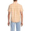 Lands’ End Men’s Traditional Fit Short Sleeve Madras Shirt(Subtle Apricot/Yellow Plaid)