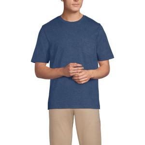 Lands’ End Men’s Super-T Short Sleeve T-Shirt with Pocket(Nautical Blue Heather)