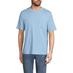 Lands’ End Men’s Super-T Short Sleeve T-Shirt with Pocket(Oasis Blue)