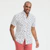 Lands’ End Men’s Short Sleeve Seersucker Shirt(Lunar Navy/White/Lobsters)