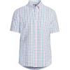 Lands’ End Men’s Short Sleeve Seersucker Shirt(Tropical Teal Tattersall)