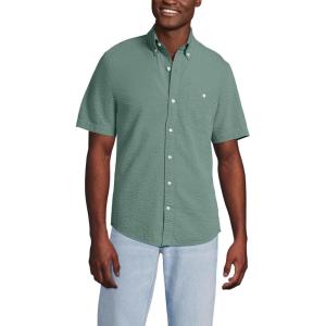 Lands’ End Men’s Short Sleeve Seersucker Shirt(Eucalyptus)