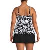 Lands’ End Women’s Chlorine Resistant Wrap Tankini Swimsuit Top(Black Blossom Floral)