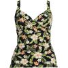 Lands’ End Women’s Chlorine Resistant Wrap Tankini Swimsuit Top(Hibiscus Floral/Black)