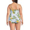 Lands’ End Women’s Chlorine Resistant Wrap Tankini Swimsuit Top(Soft Sky Blue/Citrus Stripe)