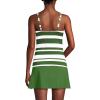 Lands’ End Women’s Chlorine Resistant Wrap Tankini Swimsuit Top(White/Fusion Green Stripes)