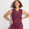 Lands’ End Women’s Cotton Viscose Open Knit Sleeveless Scoop Neck Top Cover Up(Burgundy Spritz)