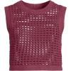 Lands’ End Women’s Cotton Viscose Open Knit Sleeveless Scoop Neck Top Cover Up(Burgundy Spritz)