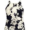 Lands’ End Women’s Tugless High Neck Strappy Back Tankini Swimsuit Top(Black/Egret Lilies)