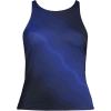 Lands’ End Women’s Tugless High Neck Strappy Back Tankini Swimsuit Top(Blue Wavy Ombre)