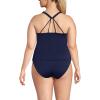 Lands’ End Women’s Tugless High Neck Strappy Back Tankini Swimsuit Top(Deep Sea Navy)