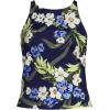 Lands’ End Women’s Tugless High Neck Strappy Back Tankini Swimsuit Top(Deep Sea/Blue Floral Tropic)