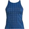 Lands’ End Women’s Tugless High Neck Strappy Back Tankini Swimsuit Top(Navy Mosaic Mini Tile)