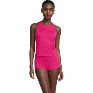 Lands’ End Women’s Tugless High Neck Strappy Back Tankini Swimsuit Top(Riviera Rose)