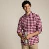 Lands’ End Men’s Traditional Fit No Iron Twill Shirt(Burgundy Spritz Plaid)