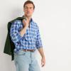 Lands’ End Men’s Traditional Fit No Iron Twill Shirt(Mariner Blue Plaid)