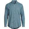 Lands’ End Men’s Traditional Fit No Iron Twill Shirt(Rain Storm Blue Windowpane)