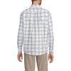Lands’ End Men’s Traditional Fit No Iron Twill Shirt(White/Indigo Blue Windowpane)