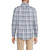 Lands’ End Men’s Traditional Fit No Iron Twill Shirt(White/Rain Storm Blue Plaid)