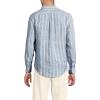 Lands’ End Men’s Long Sleeve Linen Shirt(Baltic Teal/White Stripe)